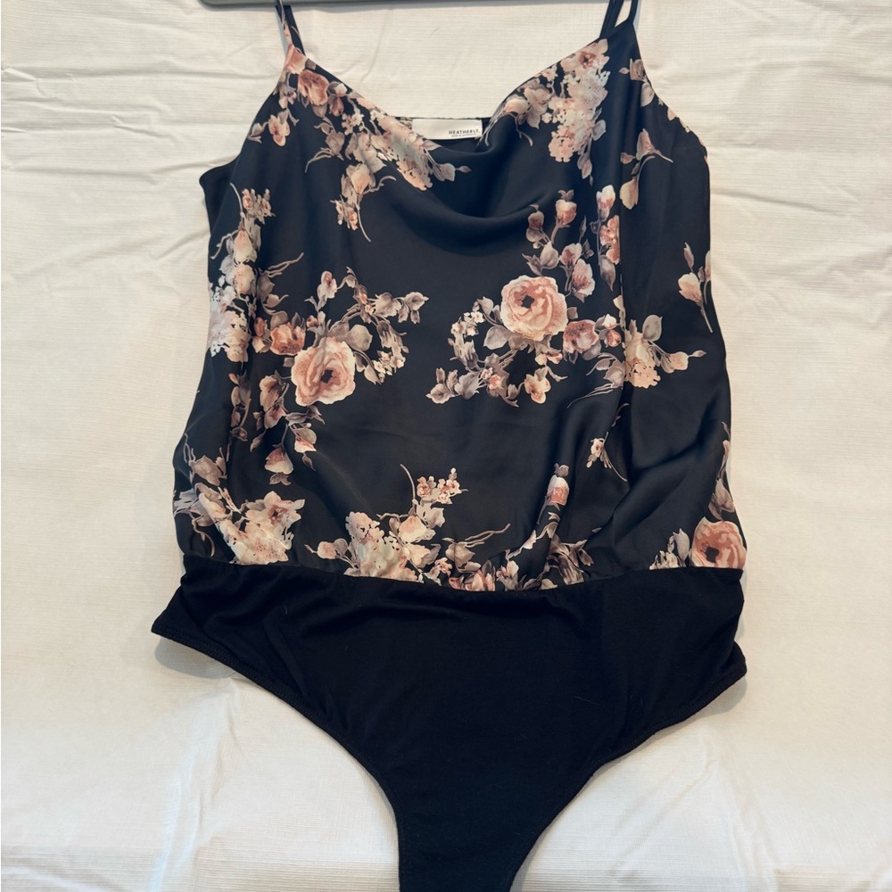 Chic Floral Black Bodysuit